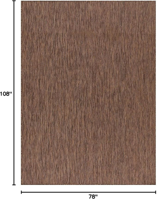 Beverly Rug Indoor Outdoor Rug 6x9, Washable Outside Carpet for Patio, Deck, Porch, Solid Modern Area Rug, Water Resistant, Gold Brown