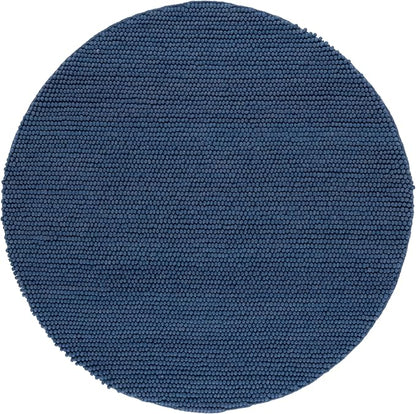 SAFAVIEH Natura Collection Area Rug - 4' Round, Navy & Blue, Handmade Wool Blend, Textured Design, Ideal for Living Room, Bedroom, Dining Space (NAT620M)