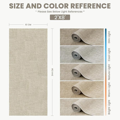 Art&Tuft 2x8 Runner Rug - Washable Runner Rugs, Non-Slip Runner Rug for Hallway, High Low Pile Textured Stripe 2x8 Rug Runner Throw Carpet for Entrance Entryway Bedroom Living Room Kitchen, Beige