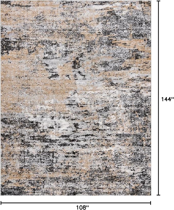 Rugs.com Leipzig Collection Area Rug – 9X12 Beige Low-Pile Rug Perfect for Living Rooms, Large Dining Rooms, Open Floorplans