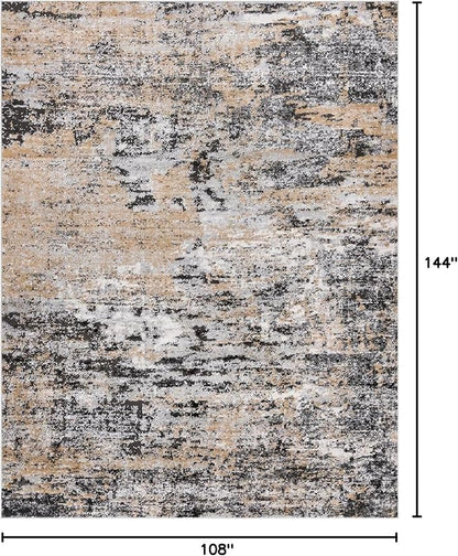 Rugs.com Leipzig Collection Area Rug – 9X12 Beige Low-Pile Rug Perfect for Living Rooms, Large Dining Rooms, Open Floorplans