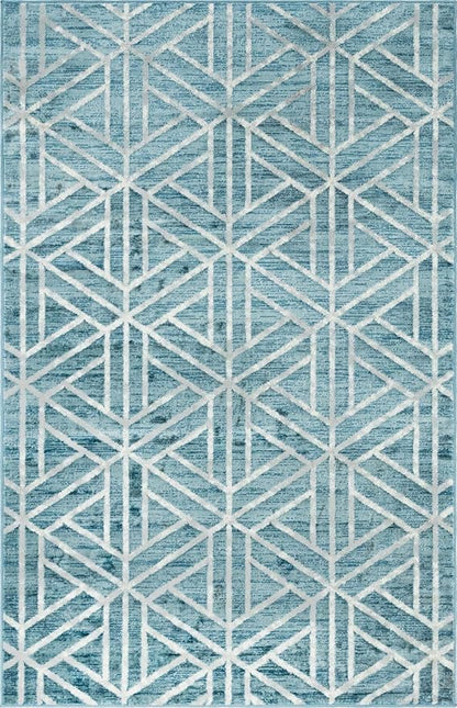 Rugs.com Lattice Trellis Collection Rug – 5' x 8' Blue Low-Pile Rug Perfect for Living Rooms, Large Dining Rooms, Open Floorplans