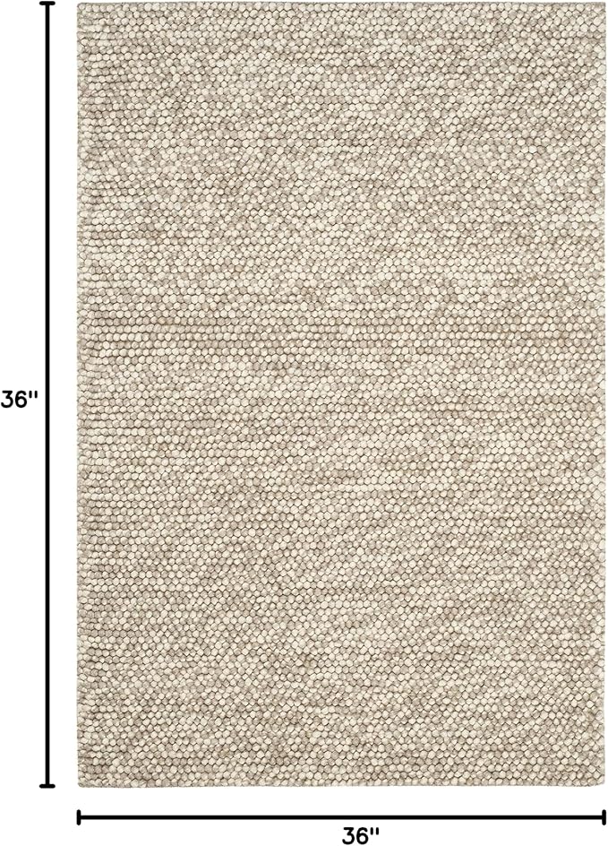 SAFAVIEH Natura Collection Area Rug - 3' Square, Beige, Handmade Wool Blend, Textured Design, Ideal for Living Room, Bedroom, Dining Space (NAT620B)