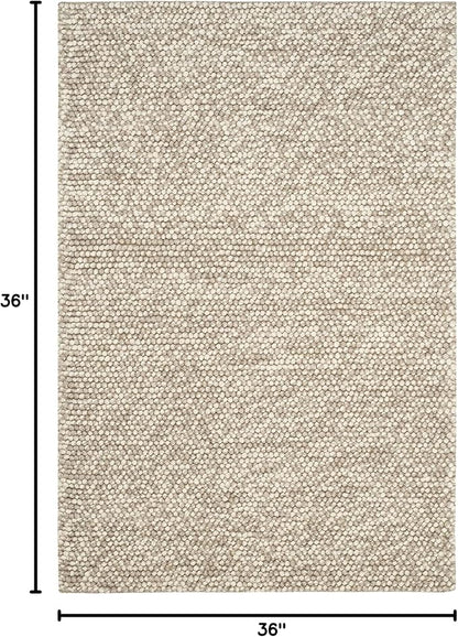SAFAVIEH Natura Collection Area Rug - 3' Square, Beige, Handmade Wool Blend, Textured Design, Ideal for Living Room, Bedroom, Dining Space (NAT620B)