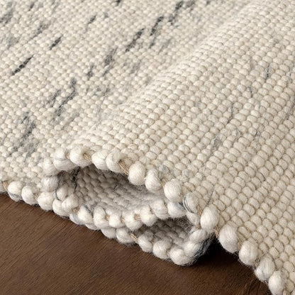 Rugs USA Hamptons Marled Ivory/Grey, 2'6" x 8', Hand Woven, Marled, Tassel, Soft and Cozy, High Traffic, Stain Resistant, Easy Clean, Durable Runner for Bedroom, Living Room, Dining, Den, Foyer