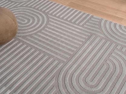 Annabel Modern Geometric Area Rug for Living Room, 8x10 Contemporary Arched Linear Large Gray Rug, Stain Resistant Non-Shedding Carpet for Bedroom, Dining Room or Kitchen (8' x 10', Gray)