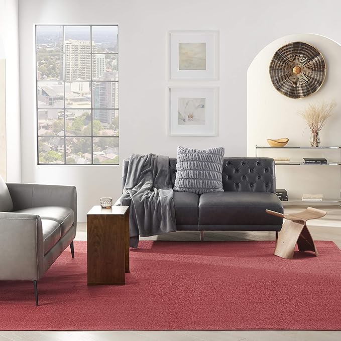 Nourison Home Nourison Essentials Brick Red 9' x Square Area Rug - Easy Clean, Non Shedding, Bed Room, Living Room, Dining Room, Kitchen (9' x Square)