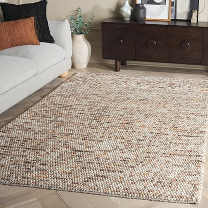 SAFAVIEH Natura Collection Area Rug - 6' Square, Dark Brown & Beige, Handmade Wool Blend, Textured Design, Ideal for Living Room, Bedroom, Dining Space (NAT620E)