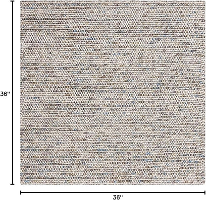 Safavieh Natura Collection Accent Rug - 3' Square, Ivory & Multi, Handmade Wool Blend, Textured Design, Ideal for Living Room, Bedroom, Dining Space (NAT620D)