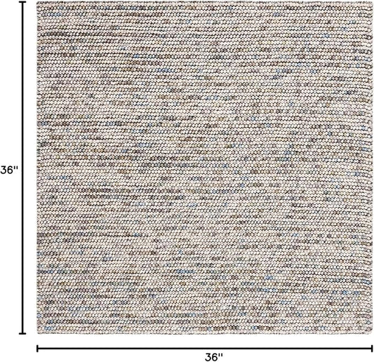 Safavieh Natura Collection Accent Rug - 3' Square, Ivory & Multi, Handmade Wool Blend, Textured Design, Ideal for Living Room, Bedroom, Dining Space (NAT620D)