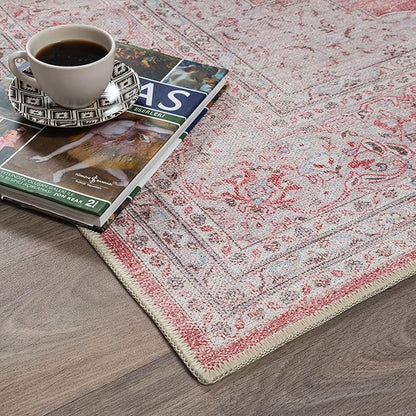 Fame Rugs Turkish Rug. Washable Vintage Oriental Antique Inspired Traditional Doormat Small Modern Area Rugs Luxury Entryway Entry Bedroom Bathroom Kitchen (410CP, 2' x 3')