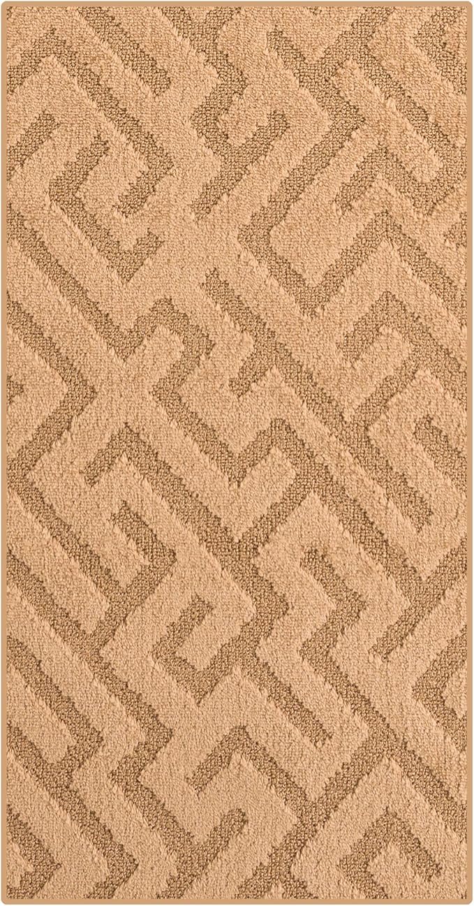 4ft Custom Fit Accent Runner Rug for Small Foyer - Gold Tan | Non-Slip | Washable & Edge Bound