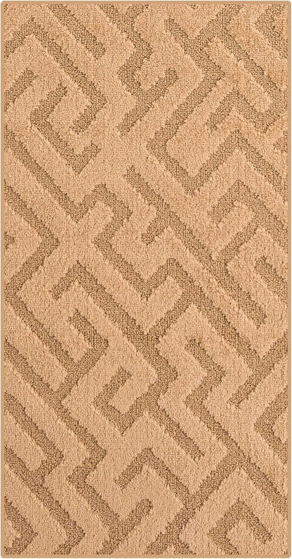 4ft Custom Fit Accent Runner Rug for Small Foyer - Gold Tan | Non-Slip | Washable & Edge Bound