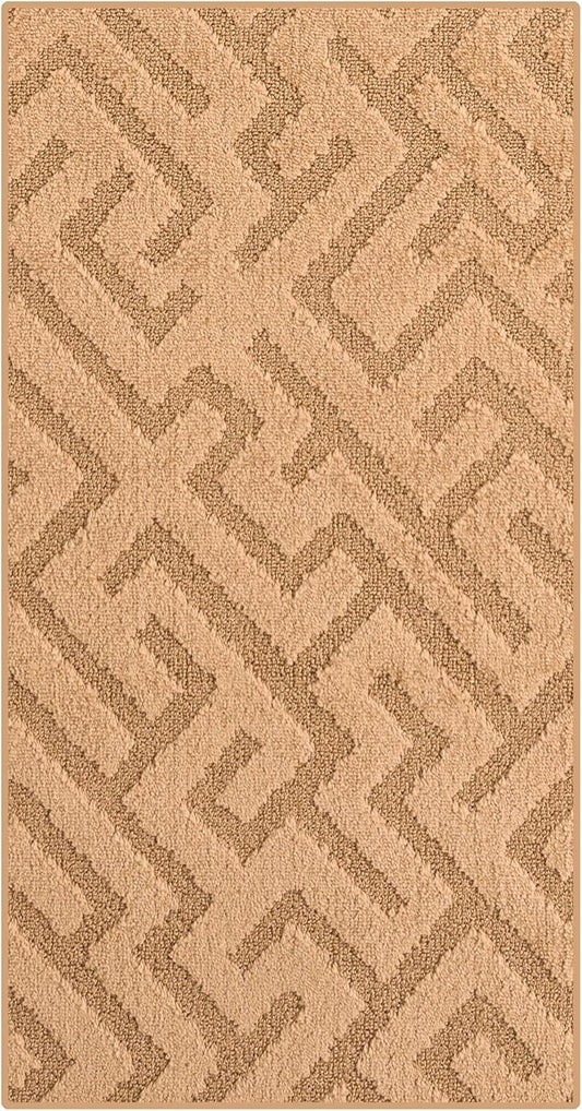 4ft Custom Fit Accent Runner Rug for Small Foyer - Gold Tan | Non-Slip | Washable & Edge Bound