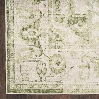 Nourison Home Astra Machine Washable Ivory Green 2'2" x 8' Area Rug - Easy Clean, Non Shedding, Bed Room, Living Room, Dining Room, Kitchen (8' Runner)