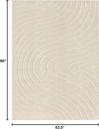 LUXE WEAVERS Modern Geometric Wave Cream 5x7 Area Rug
