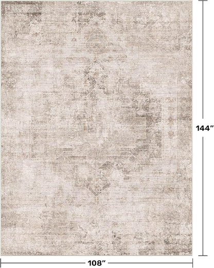 Farmhouse Area Rugs 9x12 for Living Room - Abstract Medallion Rug for Bedroom, Dining Room Under Table, Washable Non Slip, Fade & Stain Resistance