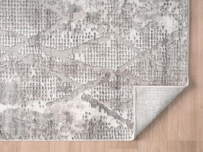 Adel Modern Area Rug for Living Room, 5x7 Rustic Distressed Abstract Gray Rug, Medium Pile Stain Resistant Carpet for Bedroom, Dining Room or Kitchen (5' x 7', Gray)