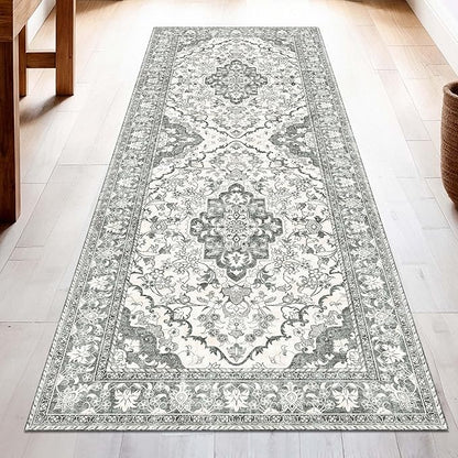 Washable Runner Rug 2x6 | Non Slip Rug Runners for Hallways, Entryways, Kitchens, Bathrooms, Bedrooms | Ultra-Soft Flannel Carpet Runners with Rubber Backing (Beige, 2x6)