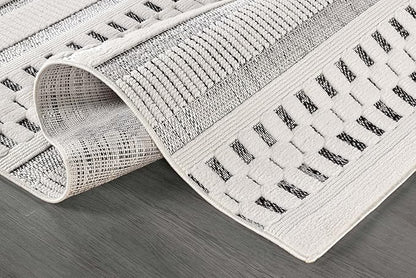 Beverly Rug Micro Loop Area Rug Gray/White 8x10 Geometric Modern Scandinavian Striped Durable Soft Indoor Rugs for Living Dining Room Office Stain Resistant Non Shedding Casual Indoor Carpet 8 x 10