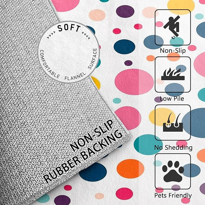 Polka Dots Rugs for Kids Room -Polka Dot Rug, 4x5 ft, Colorful Dots Area Rug, Multicolor Geometric Washable Rugs for Living Room Bedroom, Kids Nursery Playroom Home Decor & Gifts