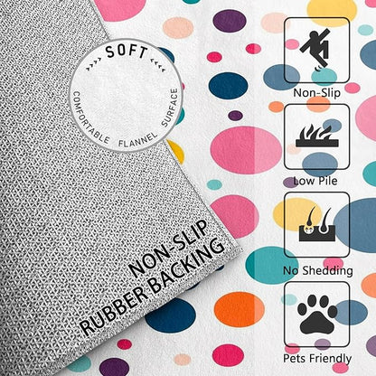 Polka Dots Rugs for Kids Room -Polka Dot Rug, 3x5 ft, Colorful Dots Area Rug, Multicolor Geometric Washable Non-Slip Rugs for Entryway, Kids Nursery Playroom Home Decor & Gifts