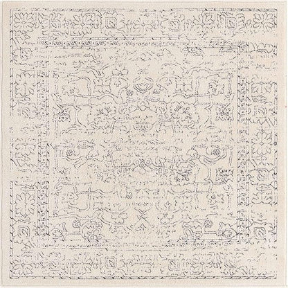 Unique Loom Isabella Collection Area Rug - Adjani (5' 1" Square, White/ Blue)