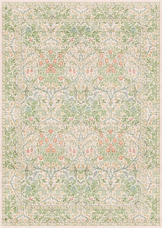 Light Green Bedroom Rug 5x7 Area Rug for Living Room, Vintage Washable Floral Floor Mat for Nursery, Dining Room Low Pile Non Slip Stain Resistance Distressed Retro Indoor (5x7 Beige Green)