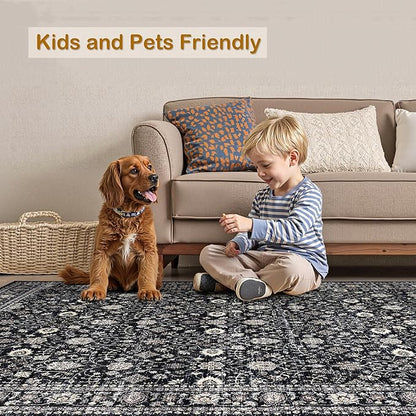 8x10 Area Rugs,Boho Vintage Oriental Washable Rugs,Collapsible Area Rug for Bedroom, Entryway, Kitchen, Bathroom