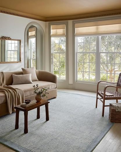 Loloi Magnolia Home by Joanna Gaines Henley Collection HNY-01 Ivory/Blue 3'-6" x 5'-6" Accent Rug