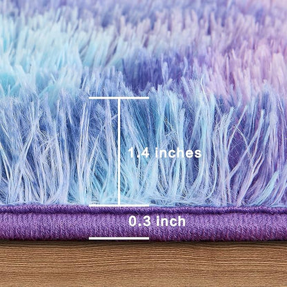Andency 6x9 Area Rugs, Large Shag Fluffy Soft Shaggy Rugs for Living Room Bedroom, Non-Slip Tie-Dyed Unicorn Rainbow Thick Plush Carpet for Kids Girls and Boys, Dorm Nursery Home Decor Aesthetic