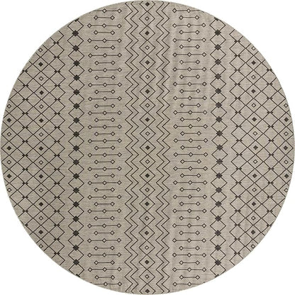 Unique Loom Outdoor Trellis Collection Area Rug - Tribal Trellis (13' Round, Gray/ Black)