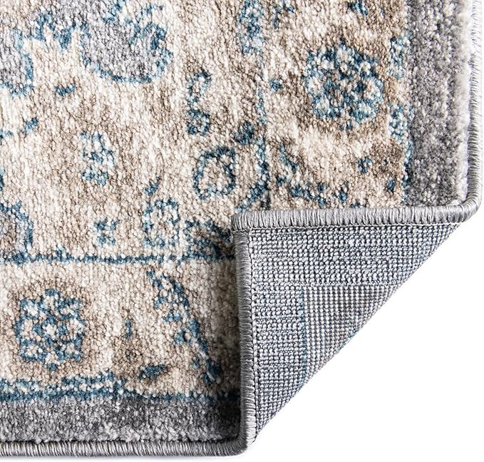 Unique Loom Salzburg Collection Classic Traditional Design Oriental Inspired Border Area Rug (5' 0 x 5' 0 Square, Gray/Beige)