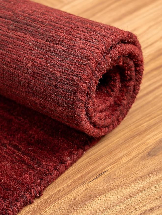 Rugsotic Carpets Hand Knotted Gabbeh Wool 8'x11' Area Rug Solid Red L00111