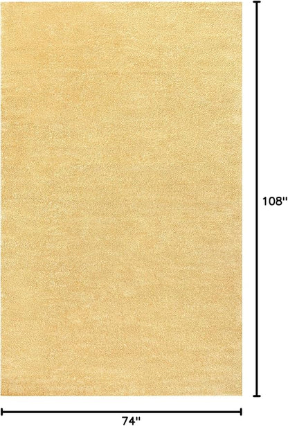 Eyely UES100B-6 Supersoft Haze Solid Low-Pile Indoor Area Rug, Coastal, Bohemian, Minimalist, Classic, Casual for Bedroom,Kitchen,Living Room,Non Shedding,Easy-Washing, Yellow, 6 X 9