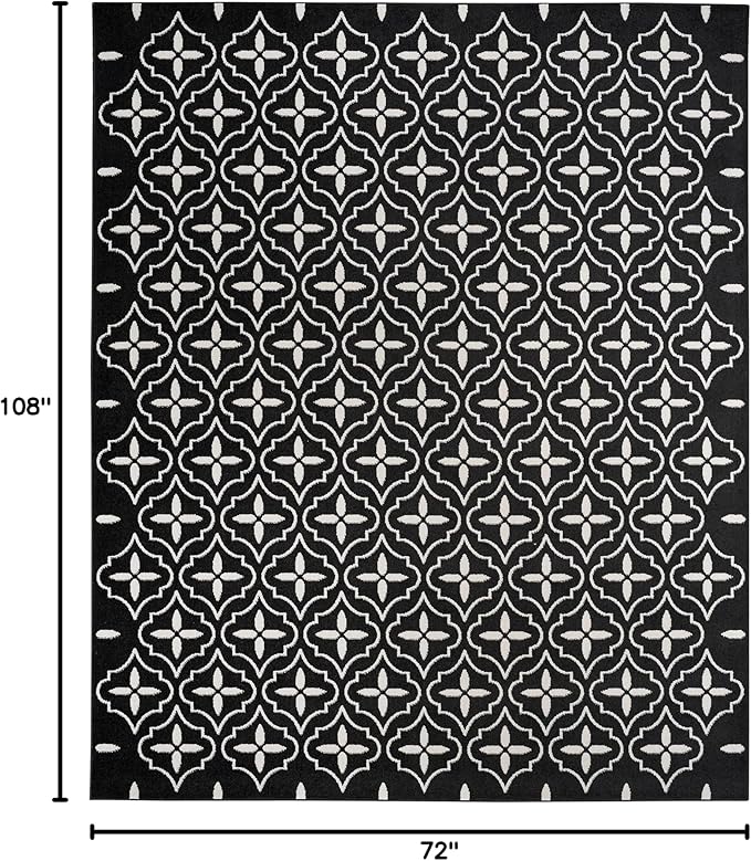 Nourison Home Nourison Essentials Black Ivory 6' x 9' Area Rug - Easy Clean, Non Shedding, Bed Room, Living Room, Dining Room, Kitchen (6' x 9')