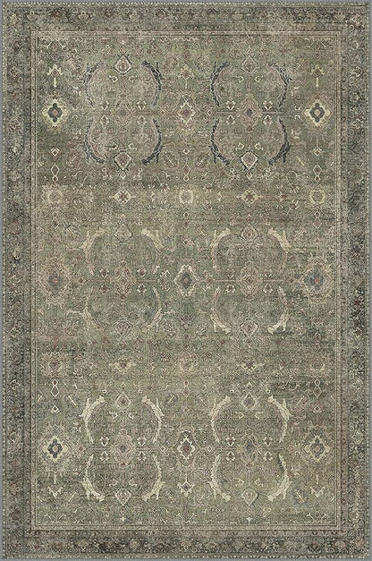 2x3 Entrance Rug Machine Washable Rug Small Door Mat,Ultra-Thin Low Pile Pad,Lightweight Indoor Carpet,Non Slip Floral Area Rug for Entryway,Bedside,Kids Room,Laundry,Bathroom,Muted Green
