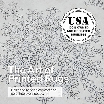 ReaLife Rugs Machine Washable Area Rug Runner - Living Room Bedroom Bathroom Kitchen Entryway Office - Padded Low Pile Stain Resistant Premium - Boho Farmhouse Vintage - Paige - Ivory 2'6" x 8'