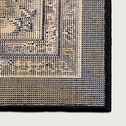 Rugs.com Yasmin Collection Rug – 10 Ft Runner Black Medium Rug Perfect for Hallways, Entryways