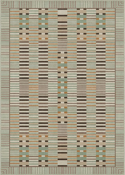 GENIMO Machine Washable 5x7 Area Rugs for Living Room, Non Slip Vintage Rugs, Low Pile Lightweight Chenille Print Rug for Bedroom, Dining Room, Home Office, Taupe Sage
