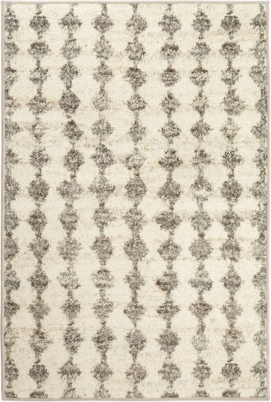 Dash & Albert Izzy Grey Machine Washable Rug, 5 X 8 Feet, Grey Graphic Pattern