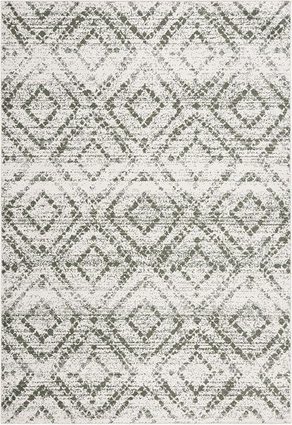 SAFAVIEH Adirondack Collection Area Rug - 5'1" x 7'6", Ivory & Dark Green, Geometric Design, Non-Shedding & Easy Care, Ideal for High Traffic Areas in Living Room, Bedroom, Dining (ADR131W-5)