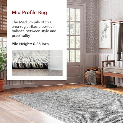 nuLOOM Alessi Solid Farmhouse Cotton Runner Rug, 2' 6" x 10', Grey