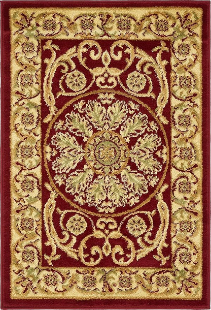 Unique Loom Versailles Collection Traditional Classic Medallion Floral Motif Area Rug (2' 2 x 3' 0 Rectangular, Burgundy/ Ivory)
