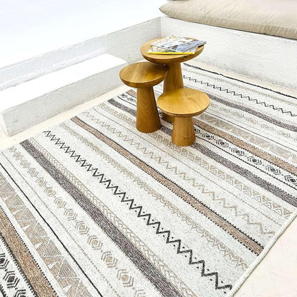 Alfa Rich 3x10 Beige Gray Washable Area Rugs for Living Room Hallway Kitchen Cotton Decor Runner
