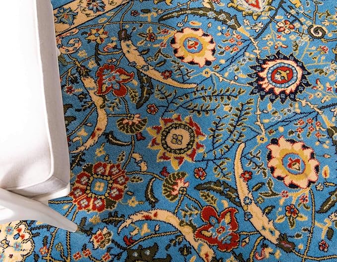 Unique Loom Espahan Collection Area Rug - Cape Cod (8'Round, Blue/ Black)