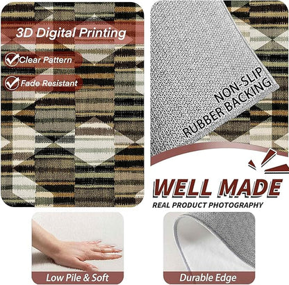 Large Living Room Area Rug 3x4ft,Modern Geometric Rugs, Multicolor Low Pile Farmhouse Carpet, Machine Washable & Non-Slip Non-Shedding for Classroom, Bedroom & Dorm