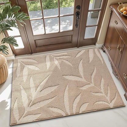 LUMI Front Door Mat Indoor Entrance 48"x72", Low Profile Welcome Mat, Non-Slip Washable Doormat with Rubber Backing for Entrance, Patio, Garage, Beige