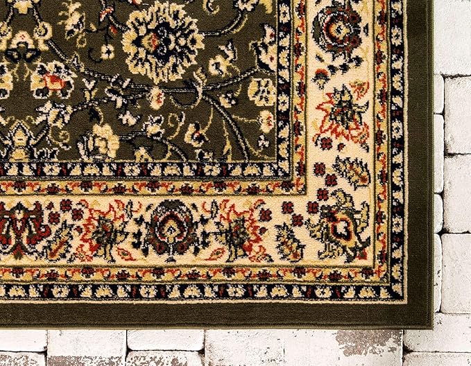 Unique Loom Sialk Hill Collection Area Rug - Washington (5' 3" x 8' Rectangle Green/Hunter Green)