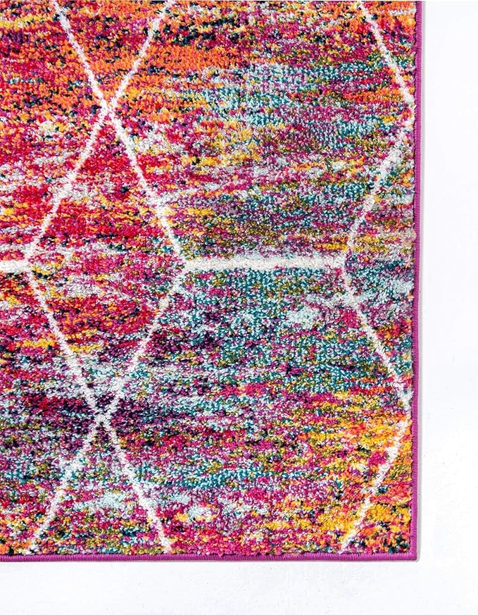 Unique Loom Trellis Frieze Collection Area Rug - Geometric (4' x 6', Multi/ Ivory)